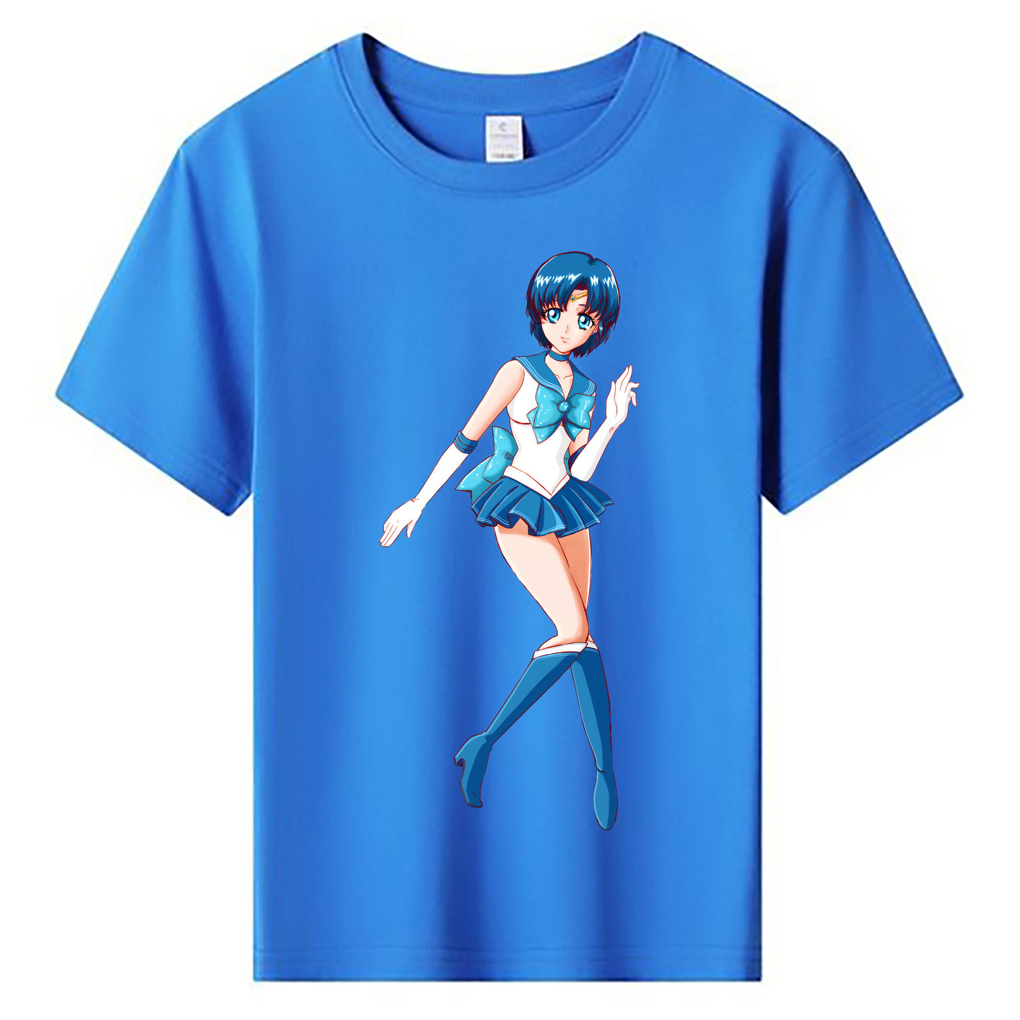 （画像用） 美少女戦士セーラームーン 水野 亜美 みずの あみ Sailor Moon Mizuno Ami 綿100％キッズTシャツ（フロントプリント）